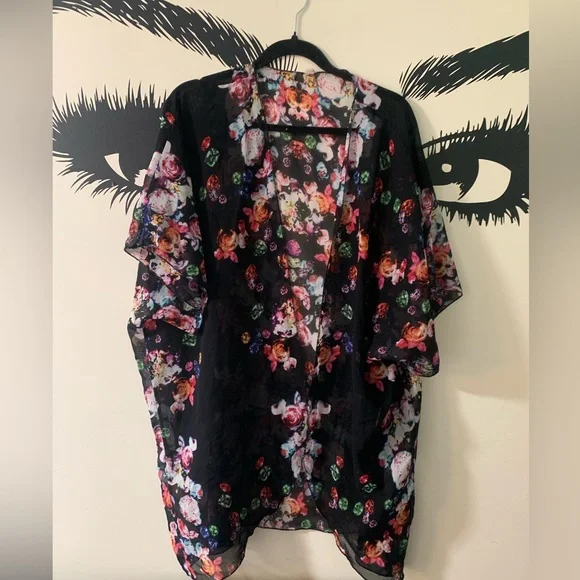 Floral Sheer Kimono Swim Coverup - Picture 4 of 4